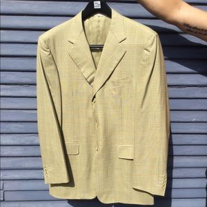 Canali tan plaid wool blazer